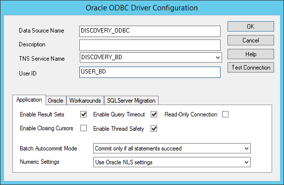 Configuración del ODBC