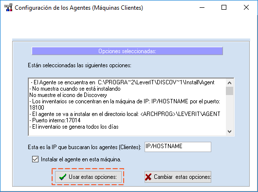 Configuración del agente