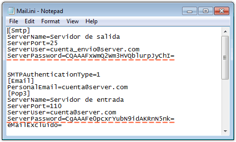 Mail.ini encriptado