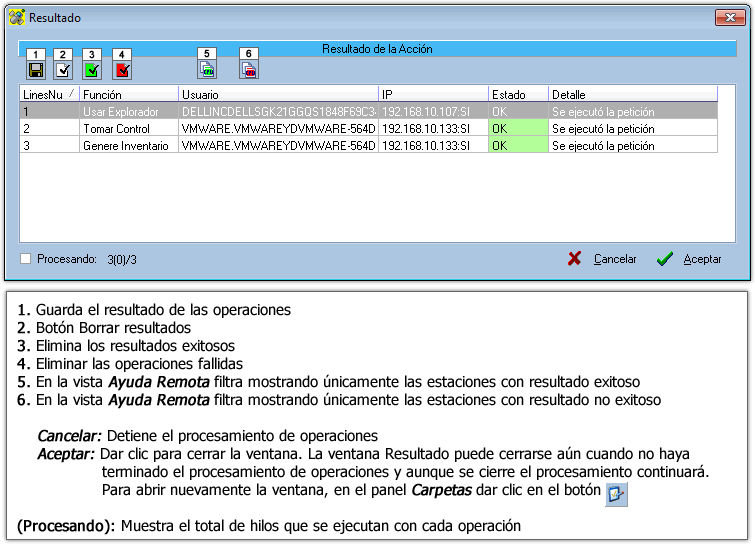 Resultado ayuda remota